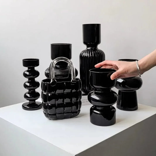 Vase en Verre Noir Élégance™