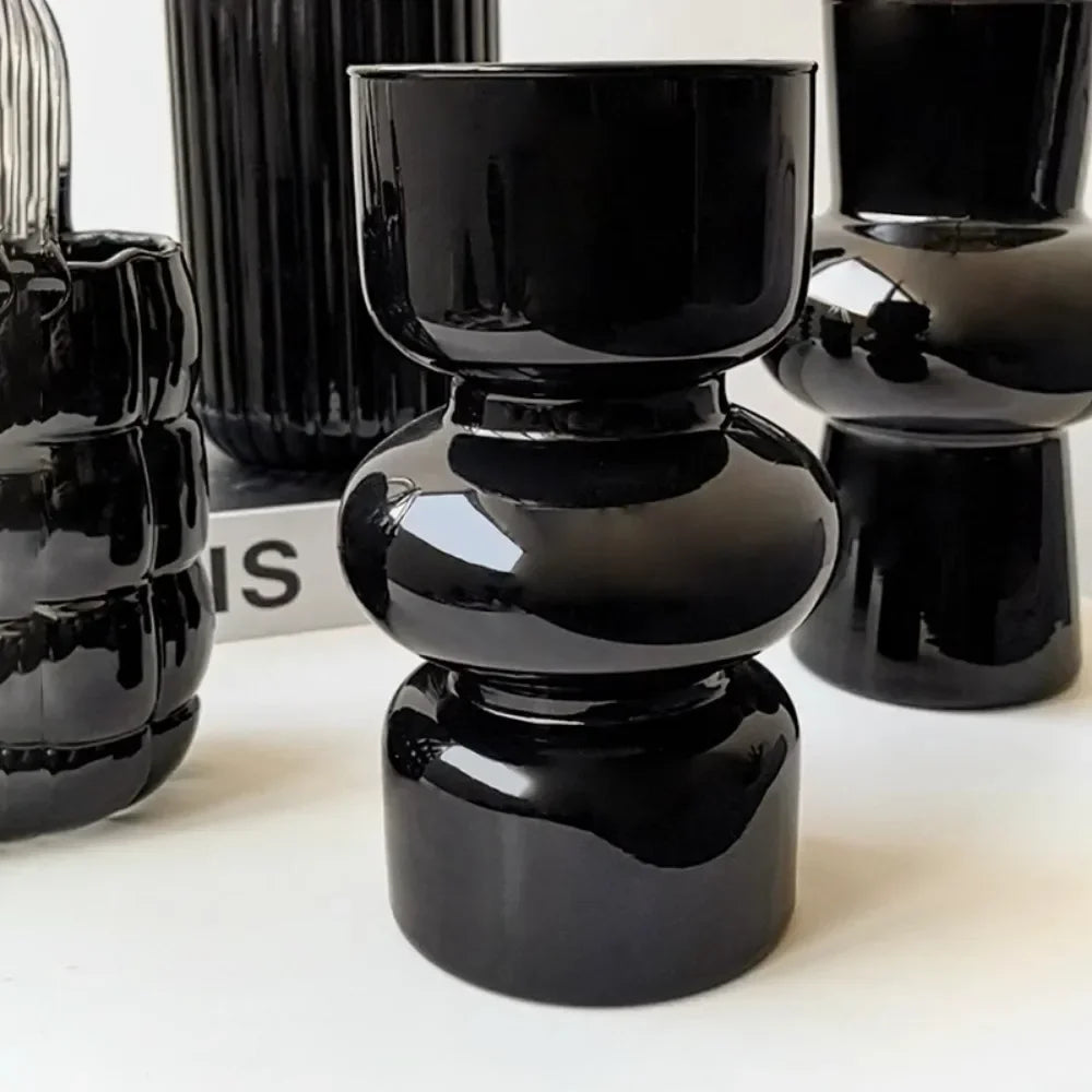 Vase en Verre Noir Élégance™