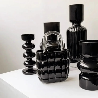 Vase en Verre Noir Élégance™