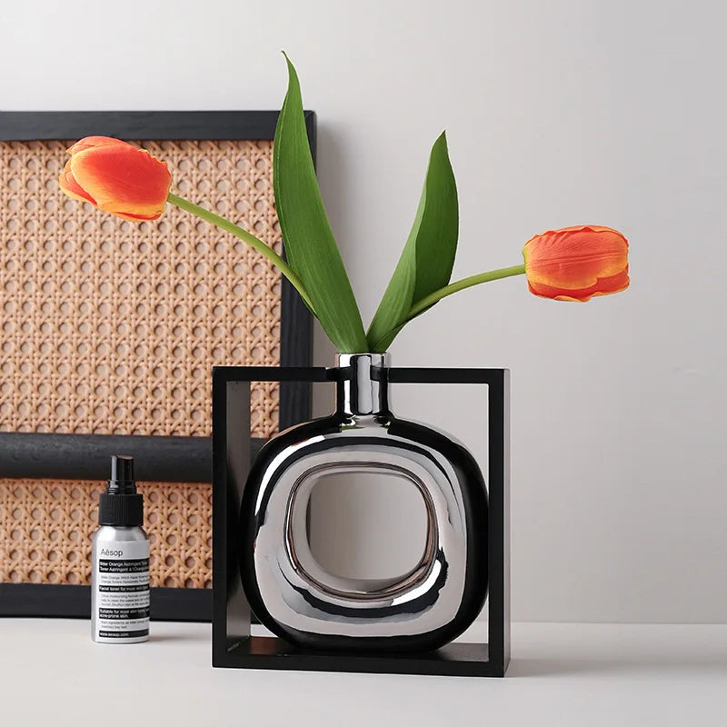 Vase en Céramique Argenté Décoratif™