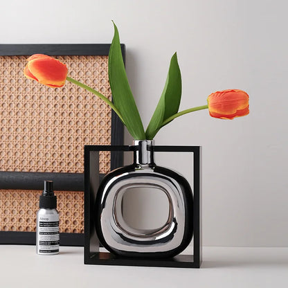 Vase en Céramique Argenté Décoratif™