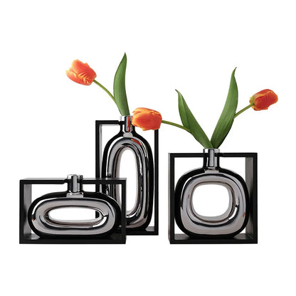 Vase en Céramique Argenté Décoratif™