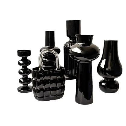 Vase en Verre Noir Élégance™