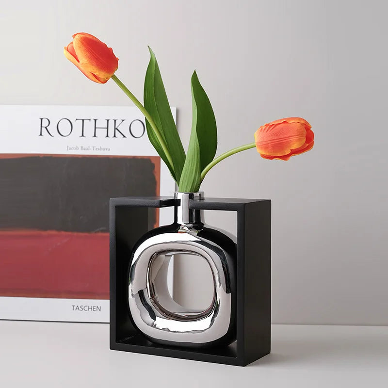 Vase en Céramique Argenté Décoratif™