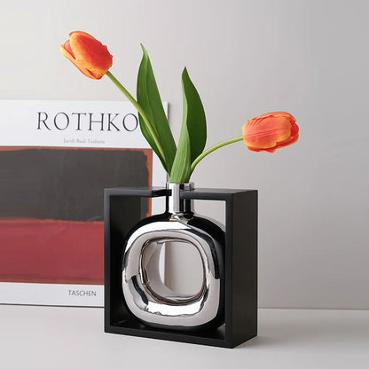 Vase en Céramique Argenté Décoratif™